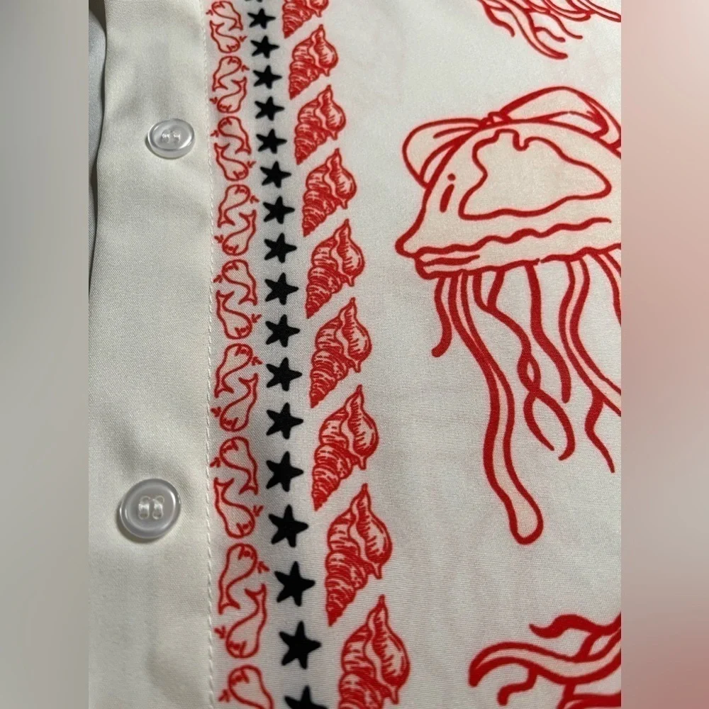 Casual Jellyfish blouse & Shorts Loose Fit Sea Life Print Beach Coverup - Picture 16 of 16